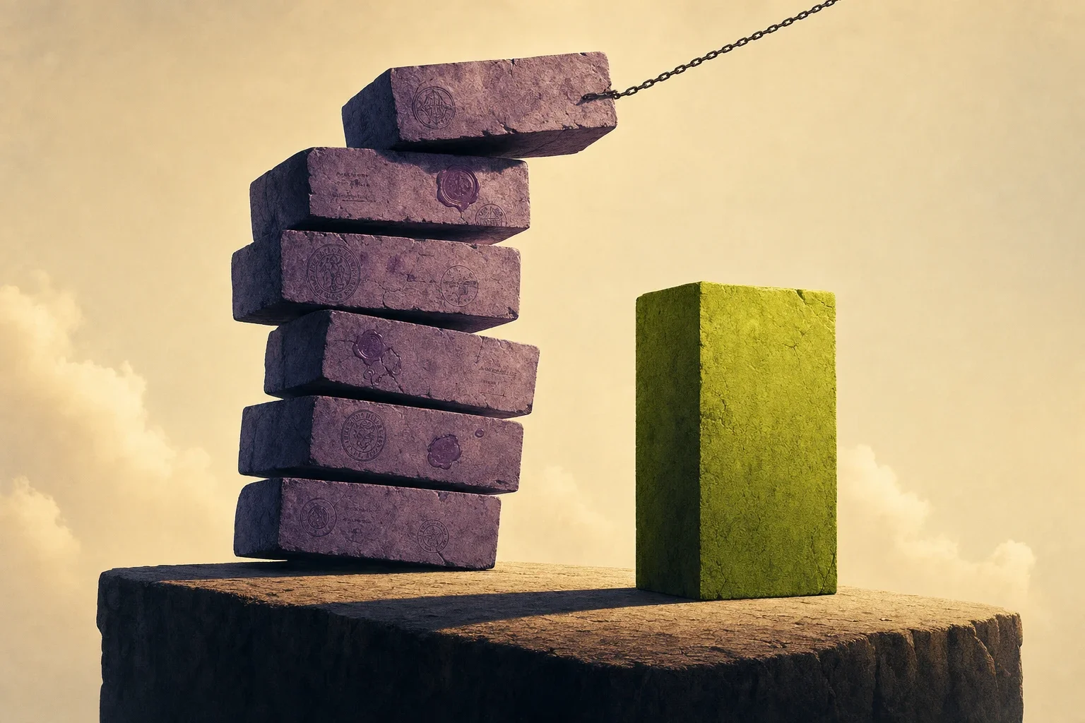 Illustration éditoriale d'une balance de conformité avec des symboles du cloud américain d'un côté et une salle de serveurs allemande de l'autre — symbole de la décision RGPD en 2026