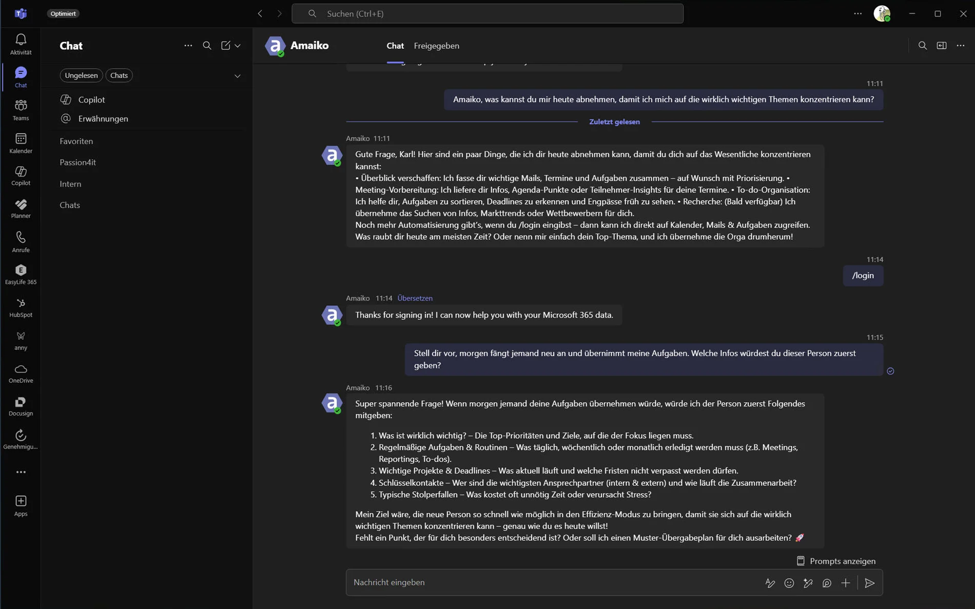 amaiko in Microsoft Teams