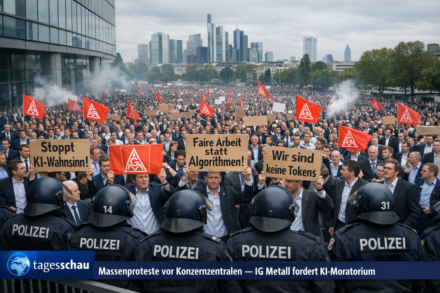 Mass protest at corporate headquarters