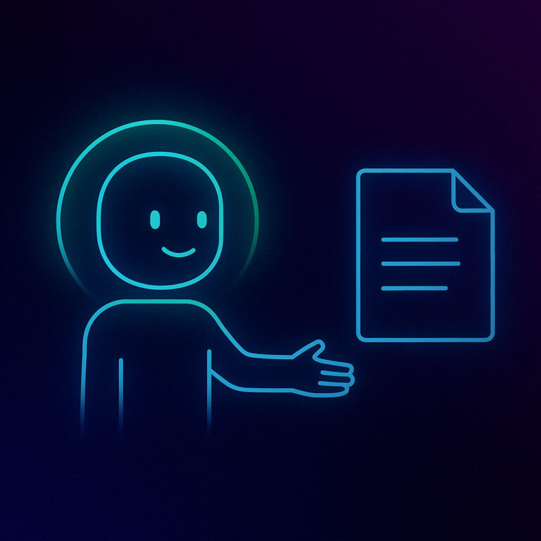 Neon-Illustration zu KI-Onboarding in KMUs mit Amaiko Buddy