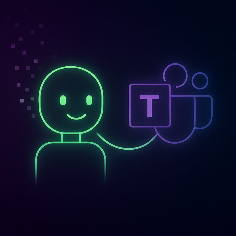 Amaiko KI-Buddy integriert in Microsoft Teams – Illustration hybride Arbeit