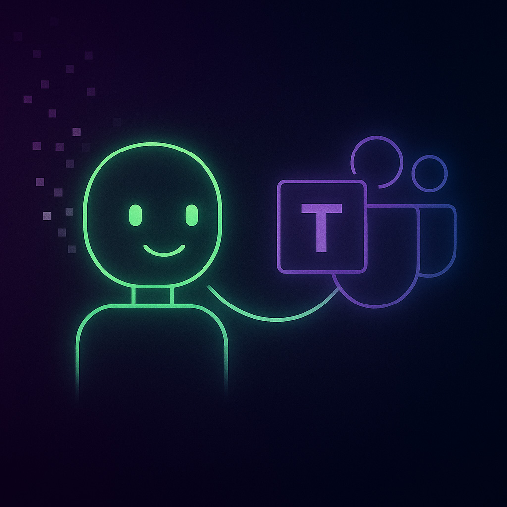 Amaiko KI-Buddy integriert in Microsoft Teams – Illustration hybride Arbeit