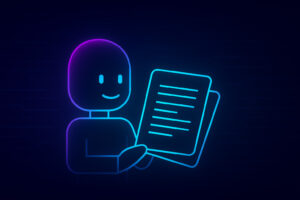Amaiko Whitepaper Illustration KI Buddy mit Dokument